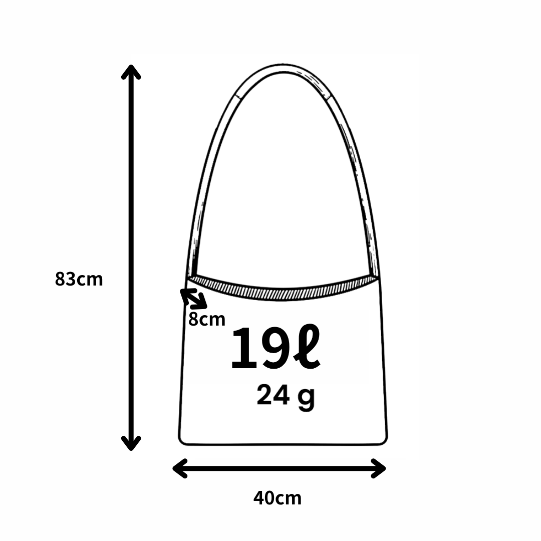 スリング 19L のサイズ：広げると83×40cm、重さ24g